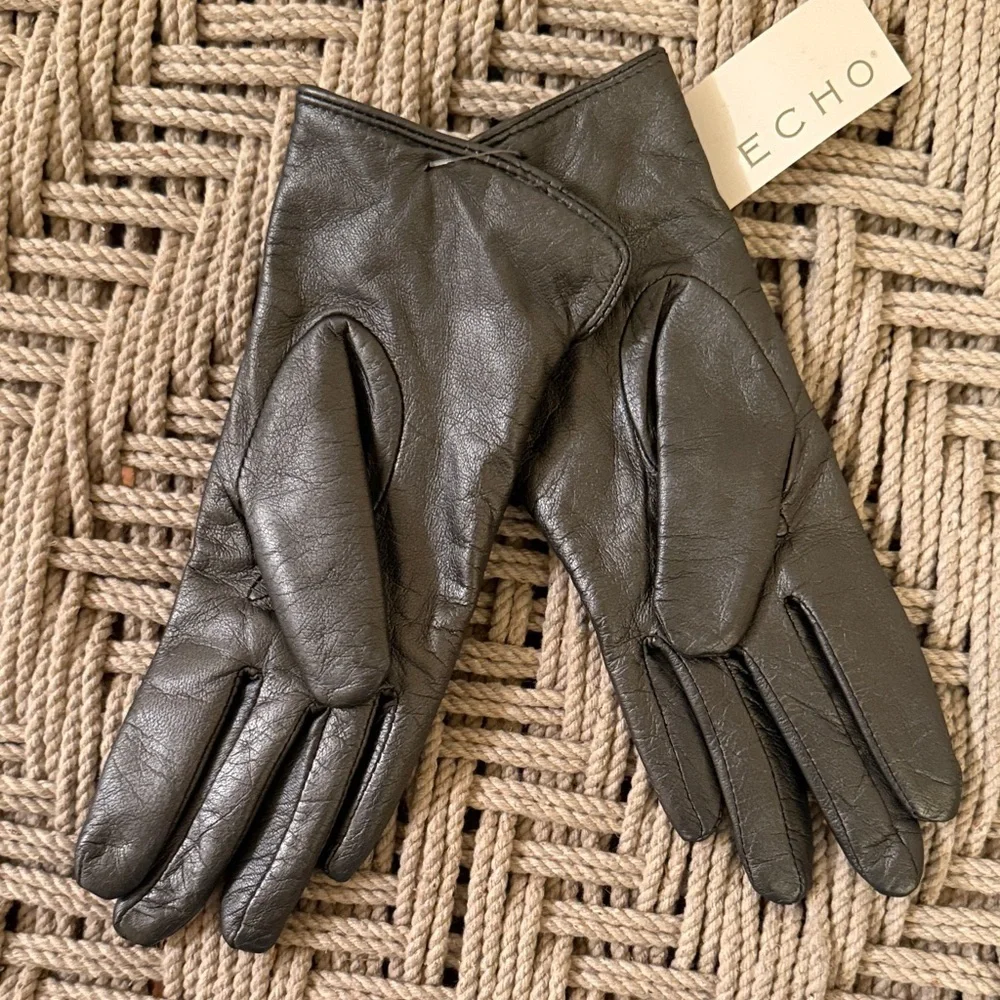 New Vintage Echo Leather Gloves Women Small Metallic Dark Grey Pewter
